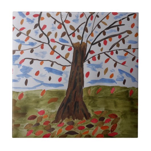 Autumn Tree Ceramic Tile Tegeltje (Voorkant)