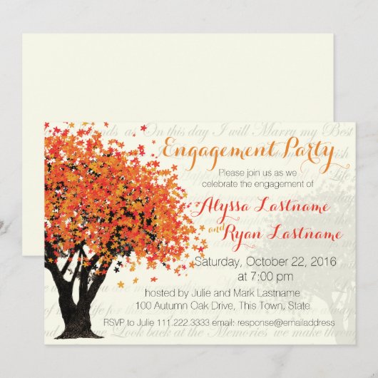Autumn Tree Engagement Party Kaart (Voorkant / Achterkant)