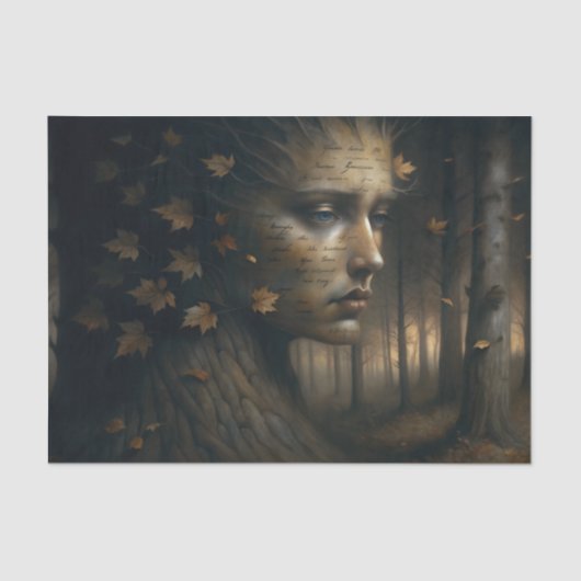 Autumn Tree Face Surreal Decoupage Tissuepapier (Voorkant)