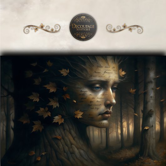 Autumn Tree Face Surreal Decoupage Tissuepapier