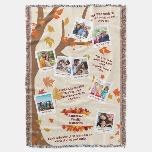 Autumn Tree Family Quotes & Memories Photo Collage Deken (Voorkant Verticaal)