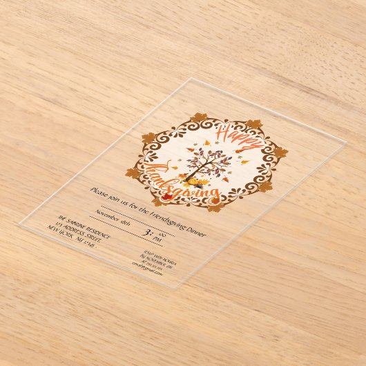 Autumn Tree Mandala Fall Foliage & Thanksgiving Acryl Uitnodigingen (Laagn)