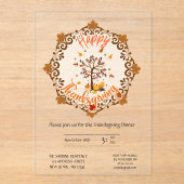 Autumn Tree Mandala Fall Foliage & Thanksgiving Acryl Uitnodigingen (Voorkant)