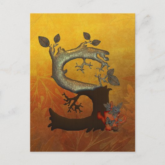 Autumn Tree Monogram S Briefkaart (Voorkant)