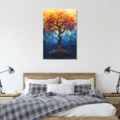 Autumn Tree Mosaic Geometric Glow Art Canvas Afdruk (Insitu (Slaapkamer))