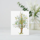 Autumn Tree Pen en Ink Tekening Waterverf Briefkaart (Staand voorkant)