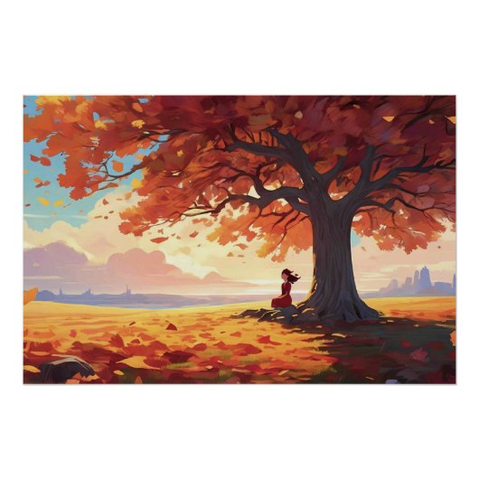 Autumn Tree Prayer Girl Perfect Poster (Voorkant)