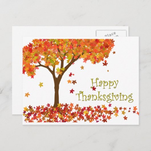 Autumn Tree Thanksgiving Briefkaart (Voorkant / Achterkant)