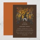 Autumn Trees Altar Wedding Brown Uitnodiging (Voorkant / Achterkant)