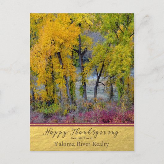 Autumn Trees Business Thanksgiving Briefkaart (Voorkant)