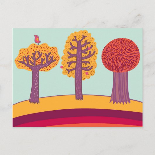 Autumn Trees en vogels Briefkaart (Voorkant)