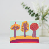 Autumn Trees en vogels Briefkaart (Staand voorkant)