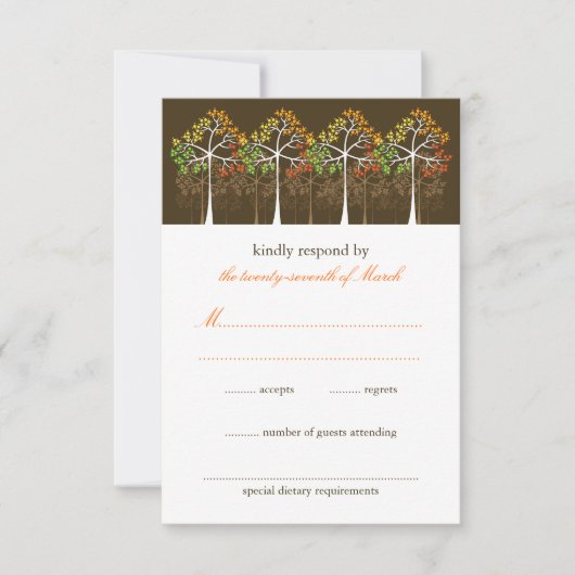 Autumn Trees Forest Rustic Fall Wedding RSVP Card Kaartje (Voorkant)