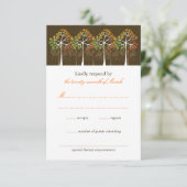 Autumn Trees Forest Rustic Fall Wedding RSVP Card Kaartje (Staand voorkant)