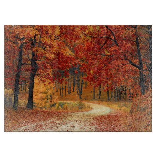 Autumn Trees Glass Cutting Board Snijplank (Voorkant)