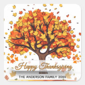 autumn trees happy thanksgiving  vierkante sticker (Voorkant)