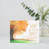 Autumn Trees Herfst Sla het Date Matching Briefkaa Aankondigingskaart (Staand voorkant)