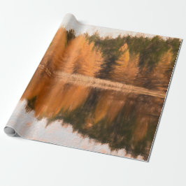 Autumn Trees Lake Oranje Herfst Théch Sketch Art Cadeaupapier