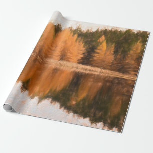 Autumn Trees Lake Oranje Herfst Théch Sketch Art Cadeaupapier