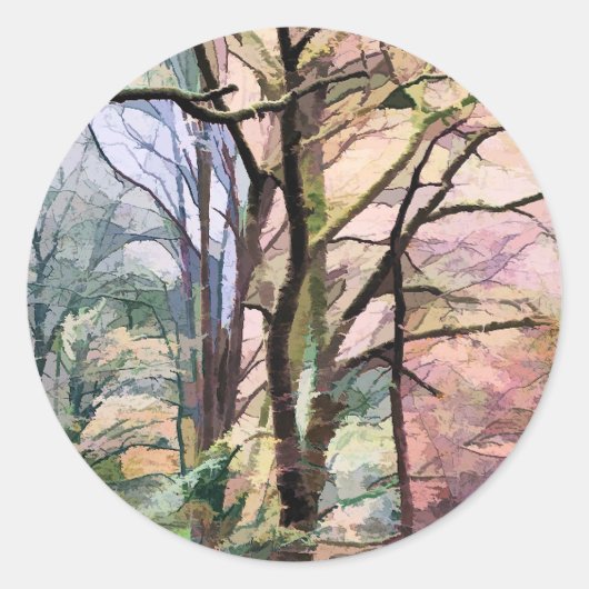 AUTUMN TREES RONDE STICKER (Voorkant)