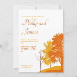 Autumn Trees Silhouette Wedding Invitation Kaart
