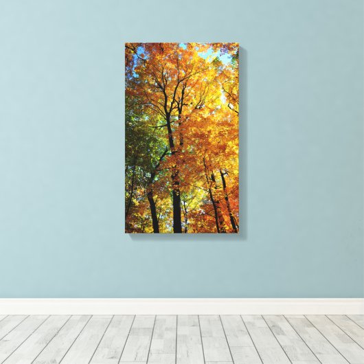 Autumn Trees Stretched Canvas Print (Insitu (Houten vloer))