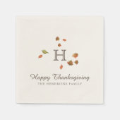Autumn Trees Thanksgiving Monogram Servet (Voorkant)