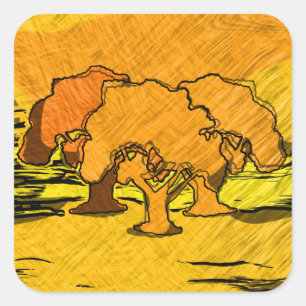 AUTUMN TREES VIERKANTE STICKER