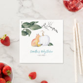 Autumn Tropical Fox and White Pumpkin Napkins Servet (Insitu)