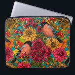 Autumn tuin 3 laptop sleeve<br><div class="desc">Door de hand getrokken herfstpatroon met bulgfinches,  dahlia en chrysanthemum bloemen,  diverse bessen,  bladeren en tappen</div>