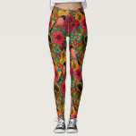 Autumn tuin 3 leggings<br><div class="desc">Door de hand getrokken herfstpatroon met bulgfinches,  dahlia en chrysanthemum bloemen,  diverse bessen,  bladeren en tappen</div>