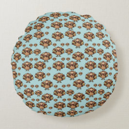 Autumn Turkey Pattern Pillow – Festive Thanksgivin Rond Kussen