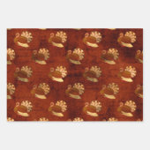 Autumn Turkeys on Burnt Oranje Inpakpapier Vel (Voorkant 2)