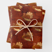 Autumn Turkeys on Burnt Oranje Inpakpapier Vel (In situ)