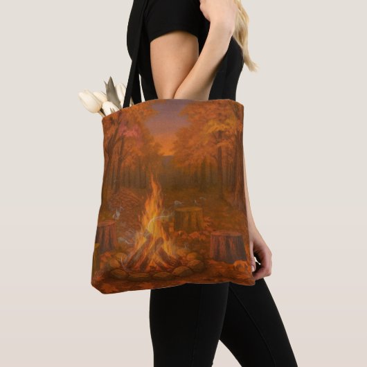 Autumn Twilight Bonfire Tote Bag (Dichtbij)