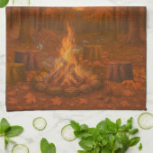 Autumn Twilight Bonfire Wide Border Kitchen Towels Theedoek (Gevouwen)