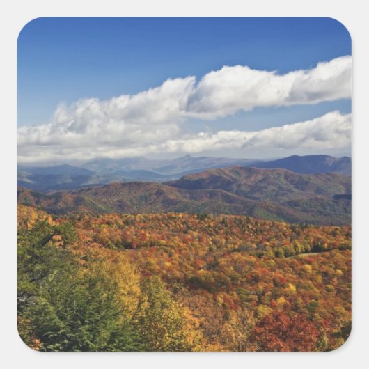 Autumn uitzicht Zuid-Appalachian Mountains Vierkante Sticker (Voorkant)