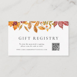 Autumn verlaat Baby shower QR Code Registry Informatiekaartje