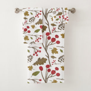 Autumn verlaat holly foliage herfst kleurenpatroon bad handdoek