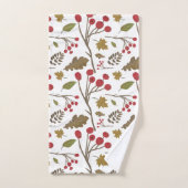 Autumn verlaat holly foliage herfst kleurenpatroon bad handdoek (Handdoek)