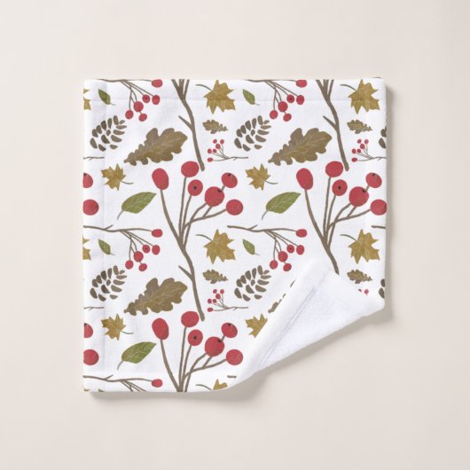 Autumn verlaat holly foliage herfst kleurenpatroon bad handdoek (Wasdoekje)