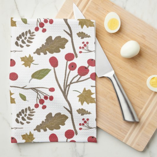 Autumn verlaat holly foliage herfst kleurenpatroon theedoek (Quarter Fold)