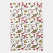 Autumn verlaat holly foliage herfst kleurenpatroon theedoek (Verticaal)