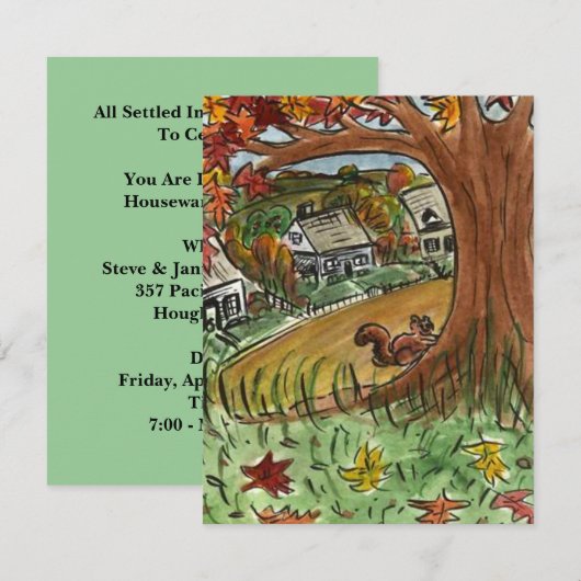 AUTUMN VERLAAT HUISHOUDENDE PARTIJINVITATIE KAART (Voorkant / Achterkant)