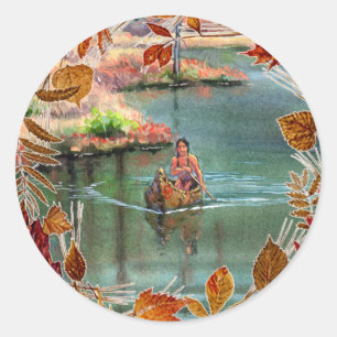 AUTUMN VERLAAT KANOE DOOR SHARON SHARPE RONDE STICKER