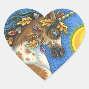 AUTUMN VERLAAT OP EEN UNICORN STALLION, DIE HORSE  HART STICKER