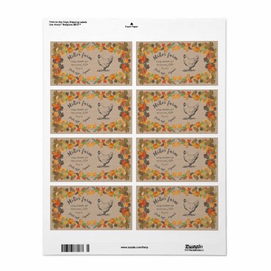 Autumn verlaat roestend script Etiket karton Etike (Full Sheet)