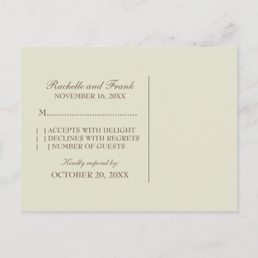 Autumn verliest RSVP-Briefkaart RSVP-grens, geel/r Uitnodiging Briefkaart (Achterkant)