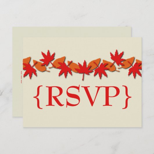 Autumn verliest RSVP-Briefkaart RSVP-grens, rood/O Uitnodiging Briefkaart (Voorkant / Achterkant)
