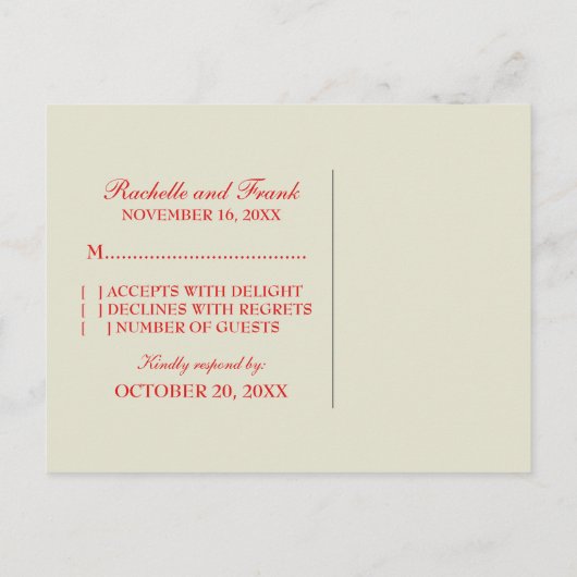 Autumn verliest RSVP-Briefkaart RSVP-grens, rood/O Uitnodiging Briefkaart (Achterkant)